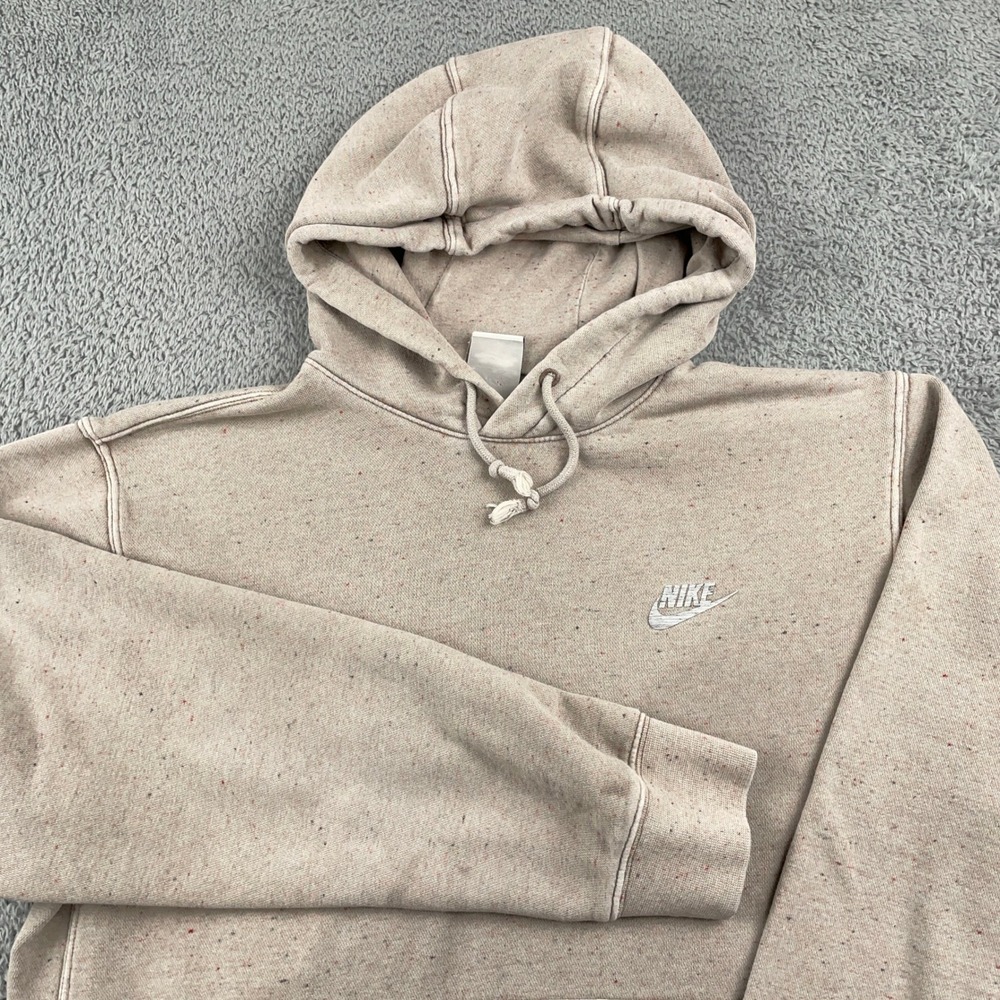 Nike Men's Beige Speckled Hoodie - Classic Swoosh